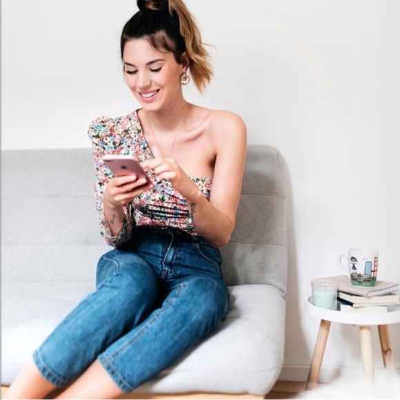 🦋 BLOGGERS FAVORITE 🦋 ZARA ASYMMETRICAL PRINTED TOP SIZE M - Picture 9 of 16